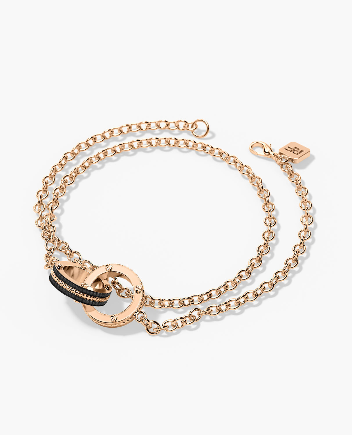ROPES Gold Charm Bracelet with 0.20ct Black Diamonds