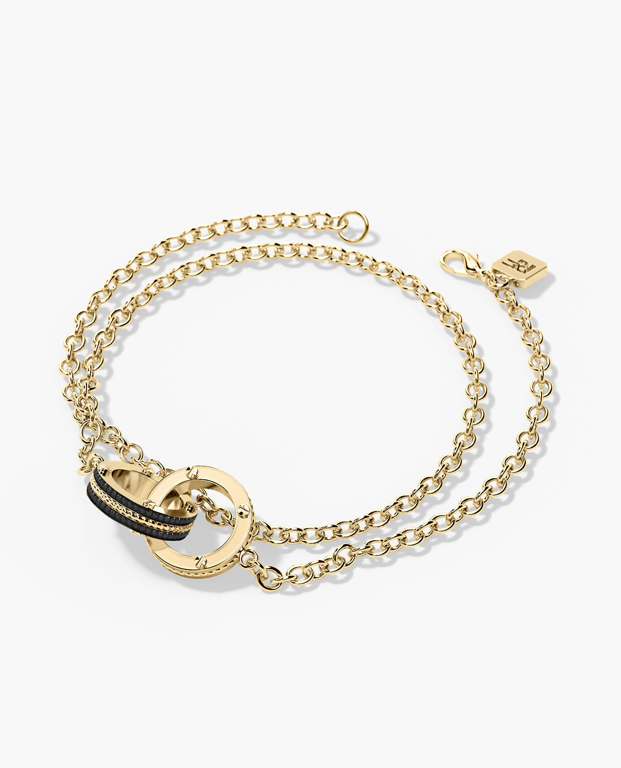 ROPES Gold Charm Bracelet with 0.20ct Black Diamonds
