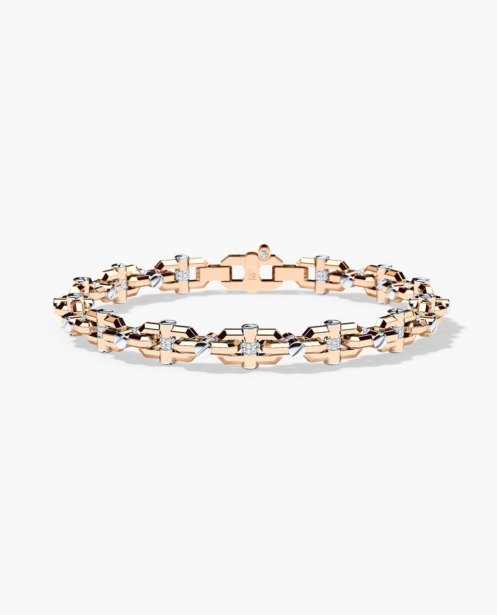 MOSS Two-Tone Gold Link Bracelet with Diamonds - 9mm
