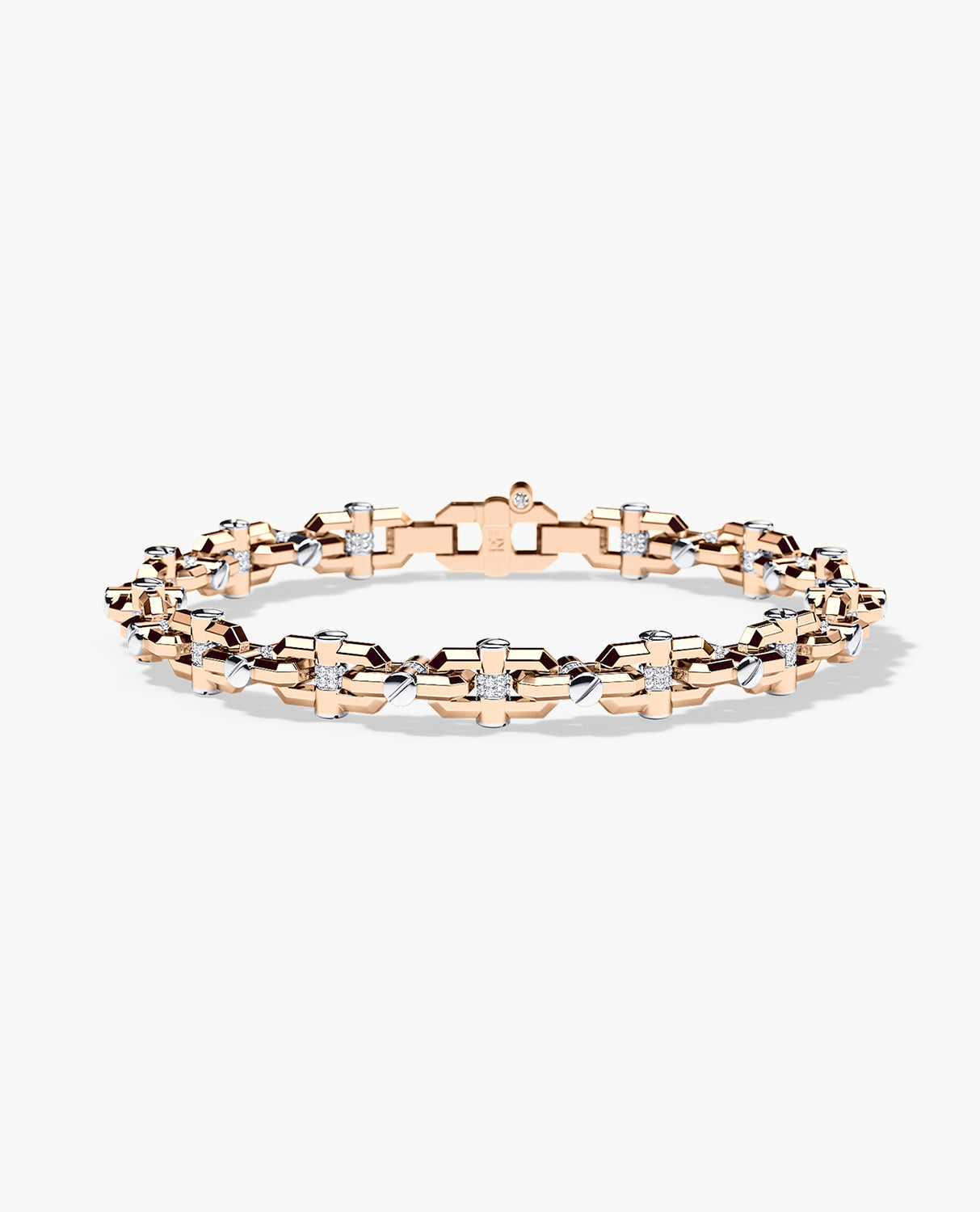MOSS Two-Tone Gold Link Bracelet with Diamonds - 9mm