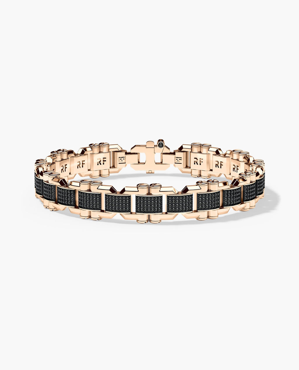 MOSS Flat-Link Gold Bracelet with Black Diamonds - 11 mm