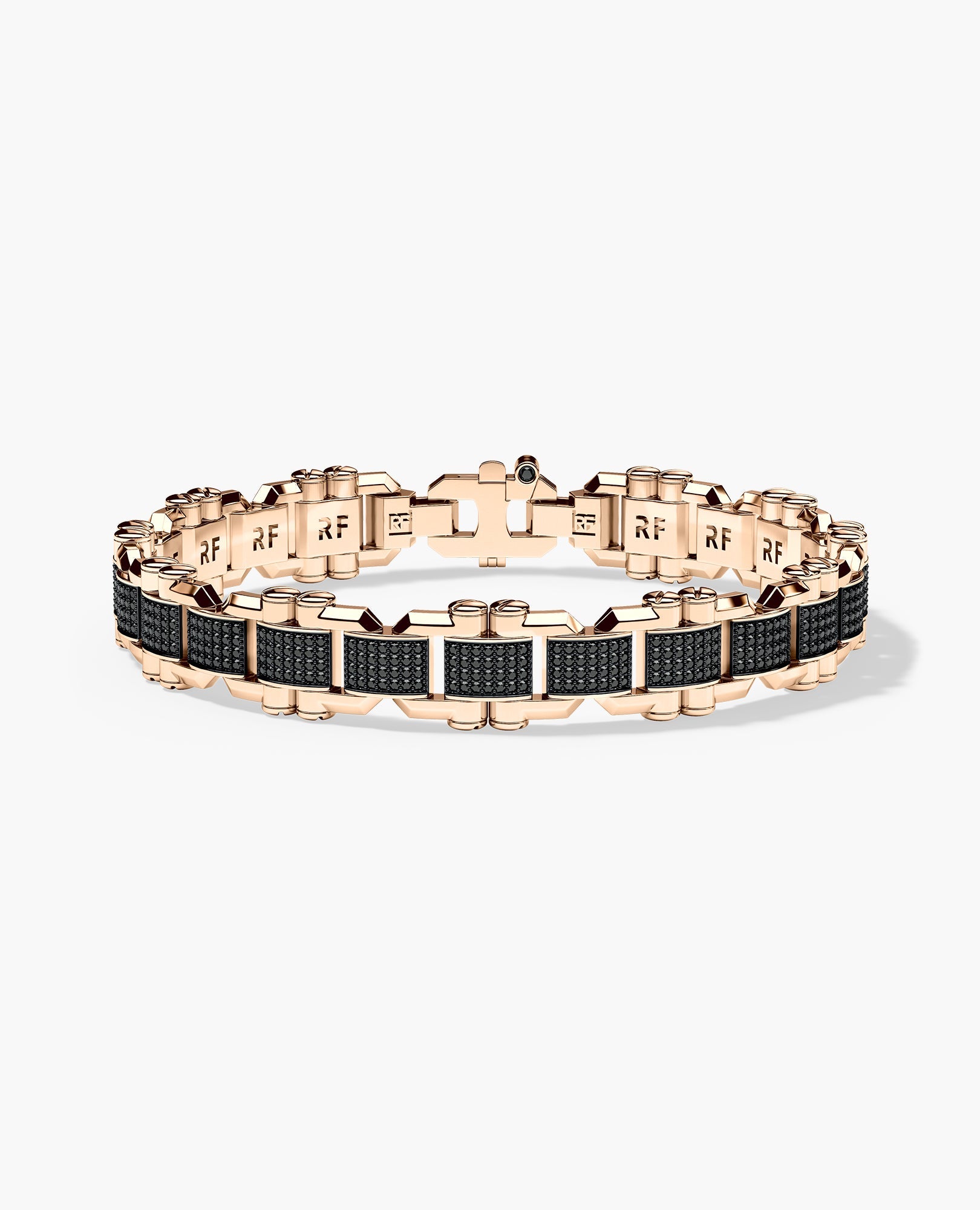 MOSS Flat-Link Gold Bracelet with Black Diamonds - 11 mm