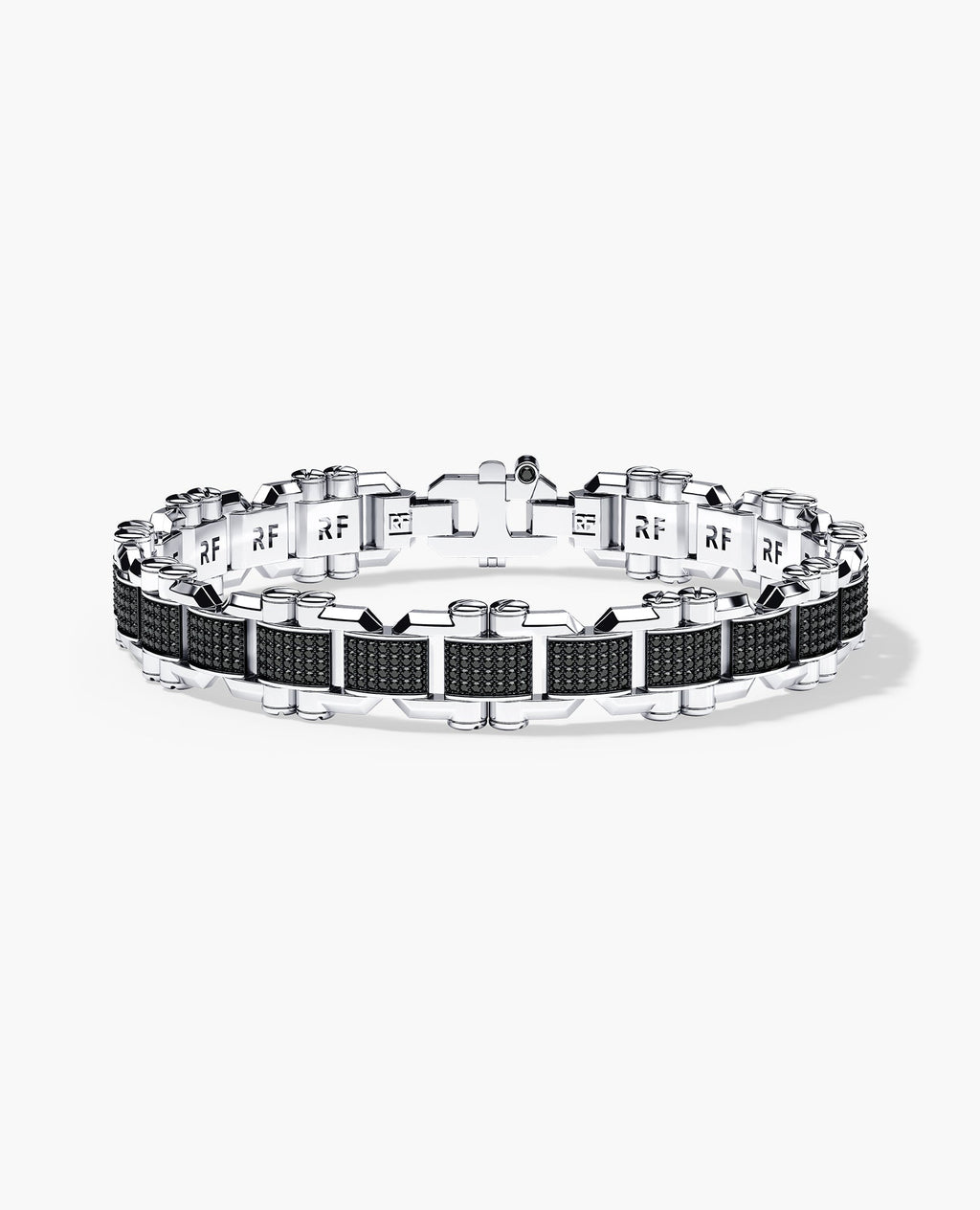 MOSS Flat-Link Gold Bracelet with Black Diamonds - 11 mm