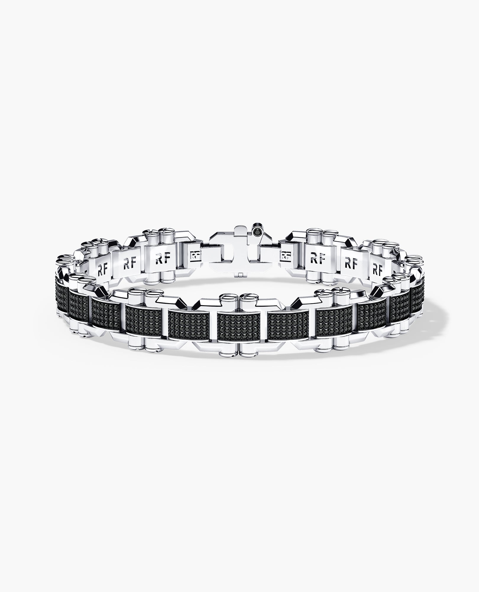 MOSS Flat-Link Gold Bracelet with Black Diamonds - 11 mm