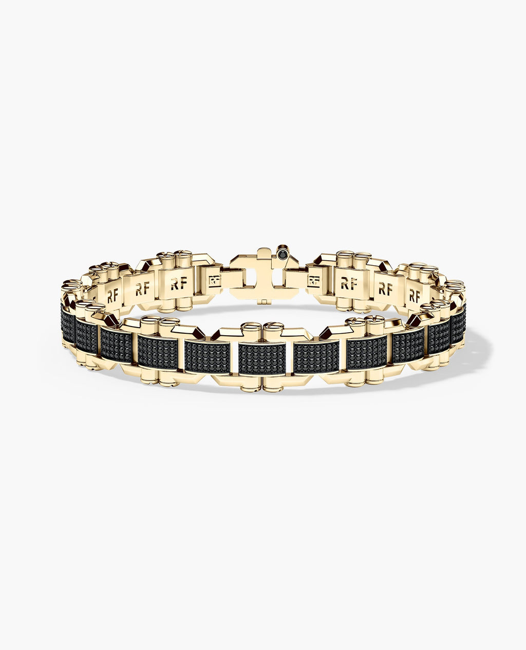 MOSS Flat-Link Gold Bracelet with Black Diamonds - 11 mm