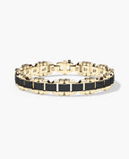 MOSS Flat-Link Gold Bracelet with Black Diamonds - 11 mm