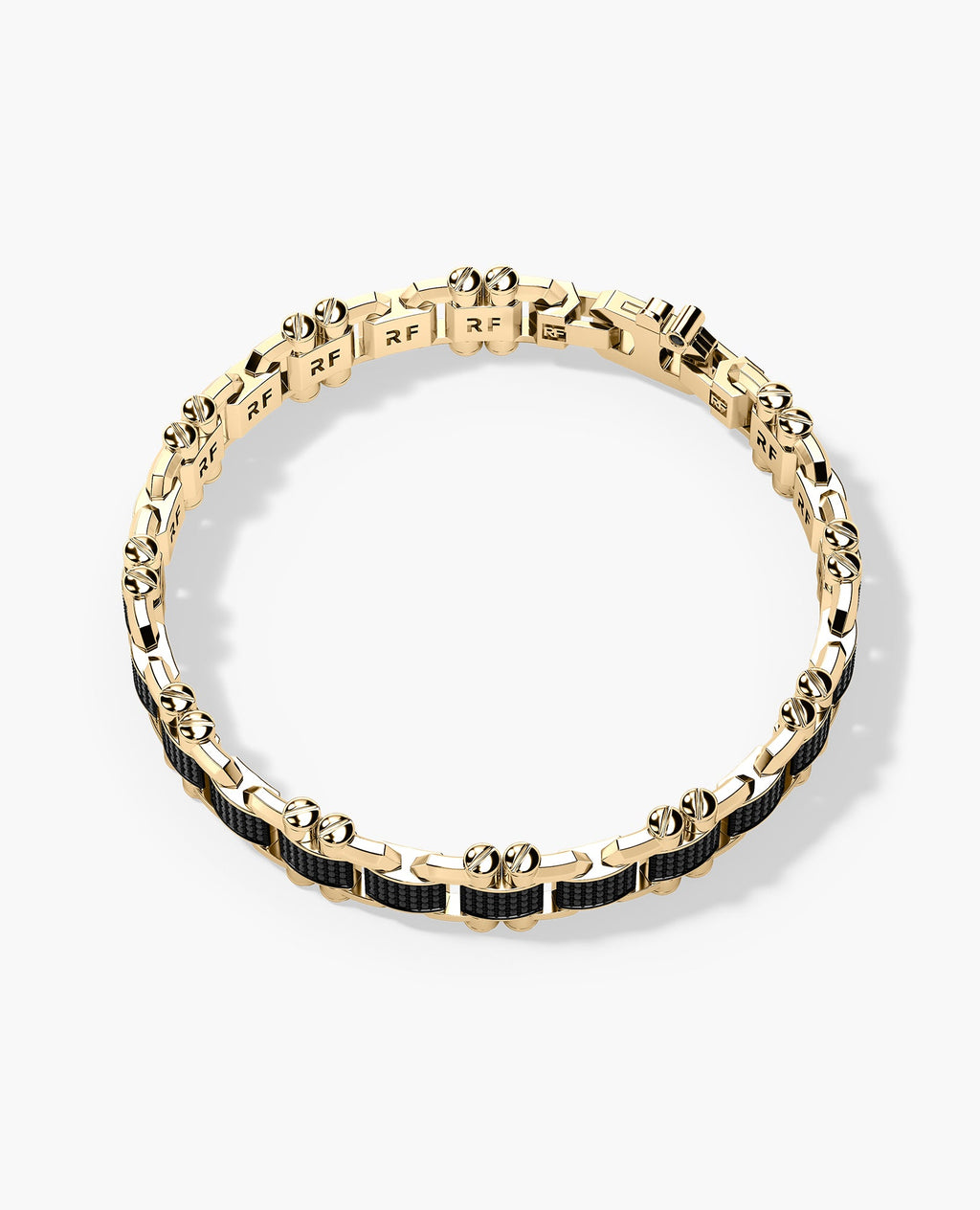 MOSS Flat-Link Gold Bracelet with Black Diamonds - 11 mm