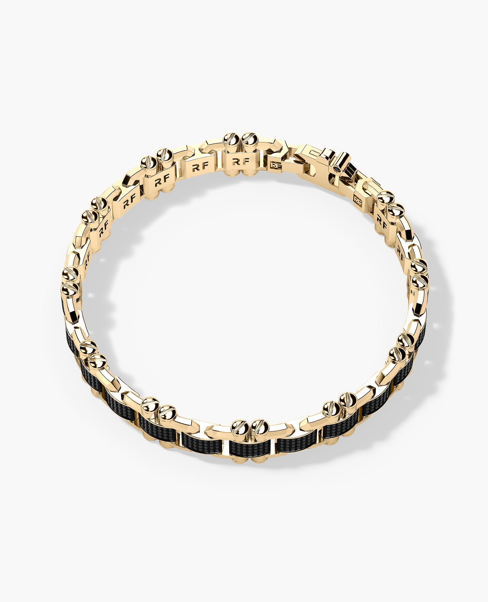 MOSS Flat-Link Gold Bracelet with Black Diamonds - 11 mm