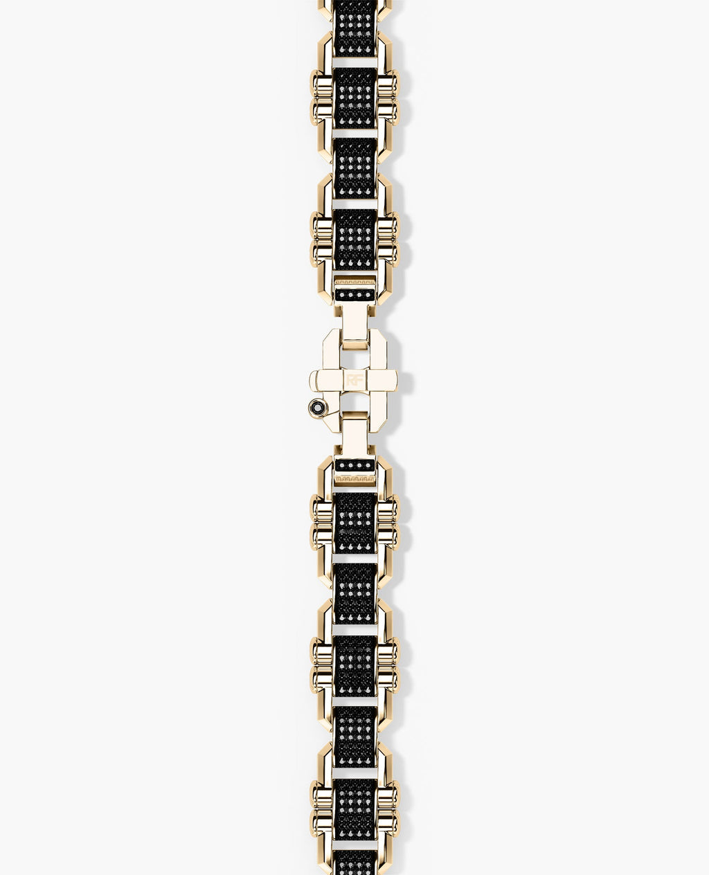 MOSS Flat-Link Gold Bracelet with Black Diamonds - 11 mm