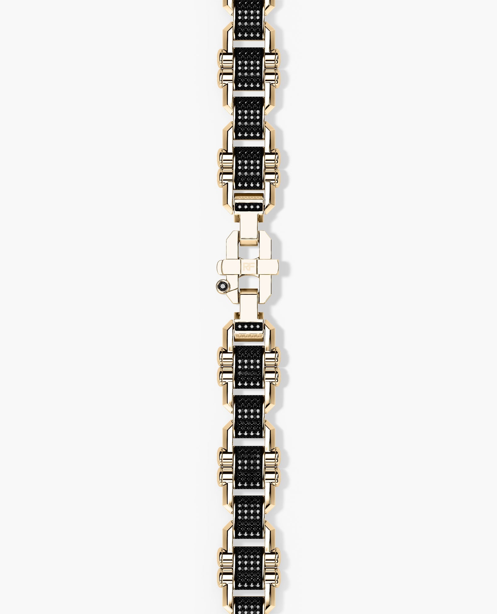 MOSS Flat-Link Gold Bracelet with Black Diamonds - 11 mm