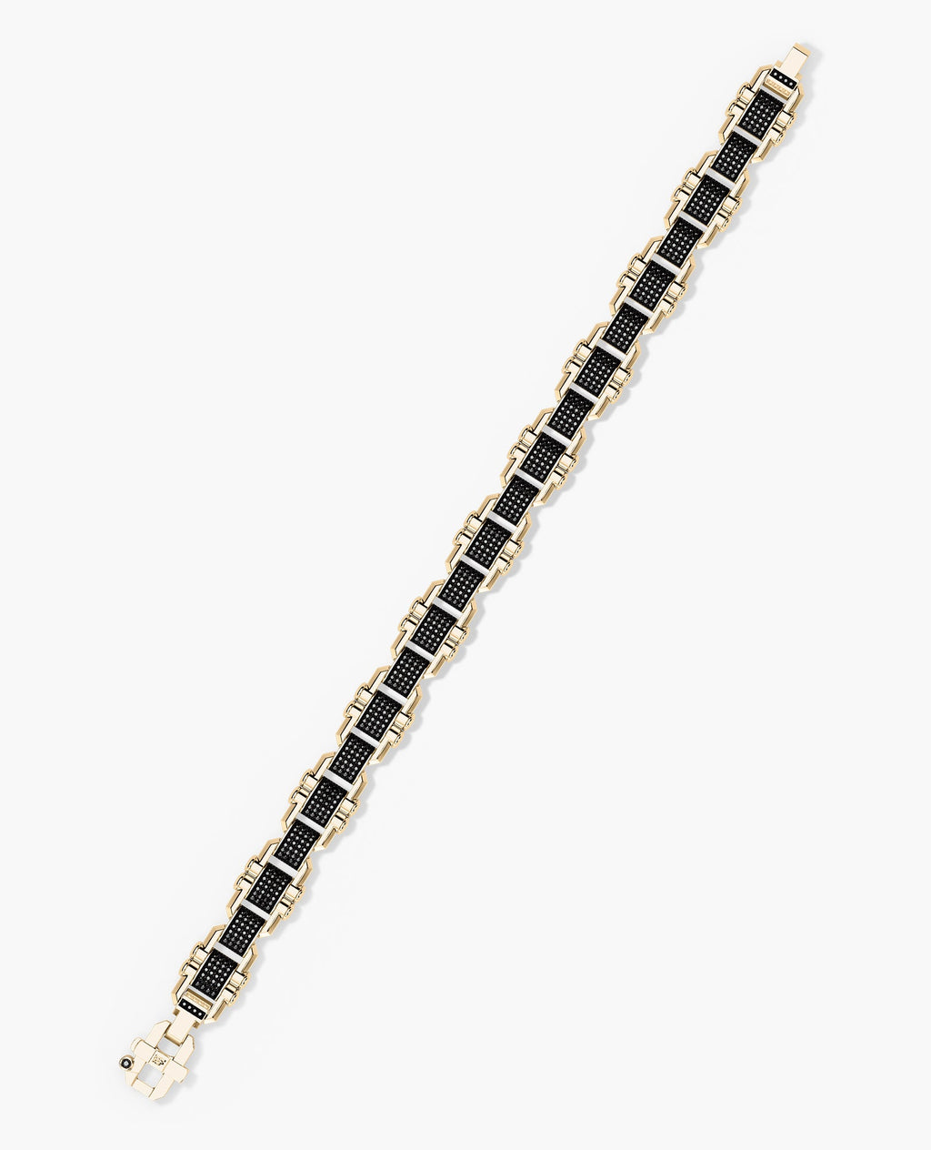 MOSS Flat-Link Gold Bracelet with Black Diamonds - 11 mm