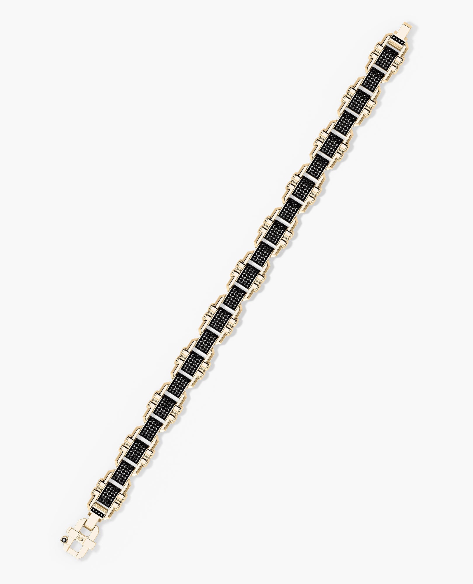MOSS Flat-Link Gold Bracelet with Black Diamonds - 11 mm