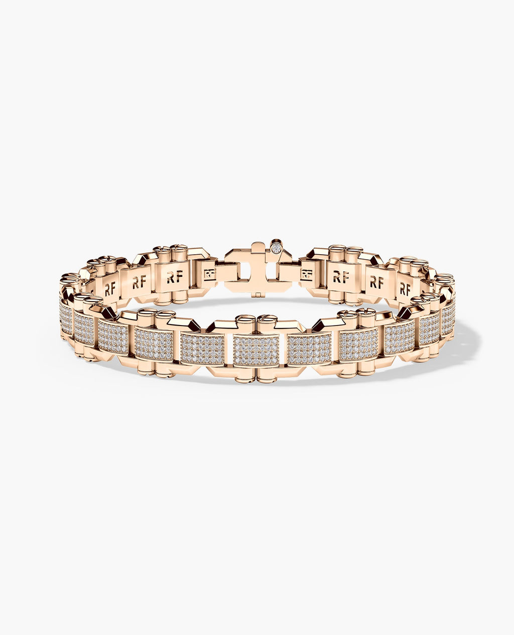MOSS Flat-Link Gold Bracelet with Diamonds - 11 mm