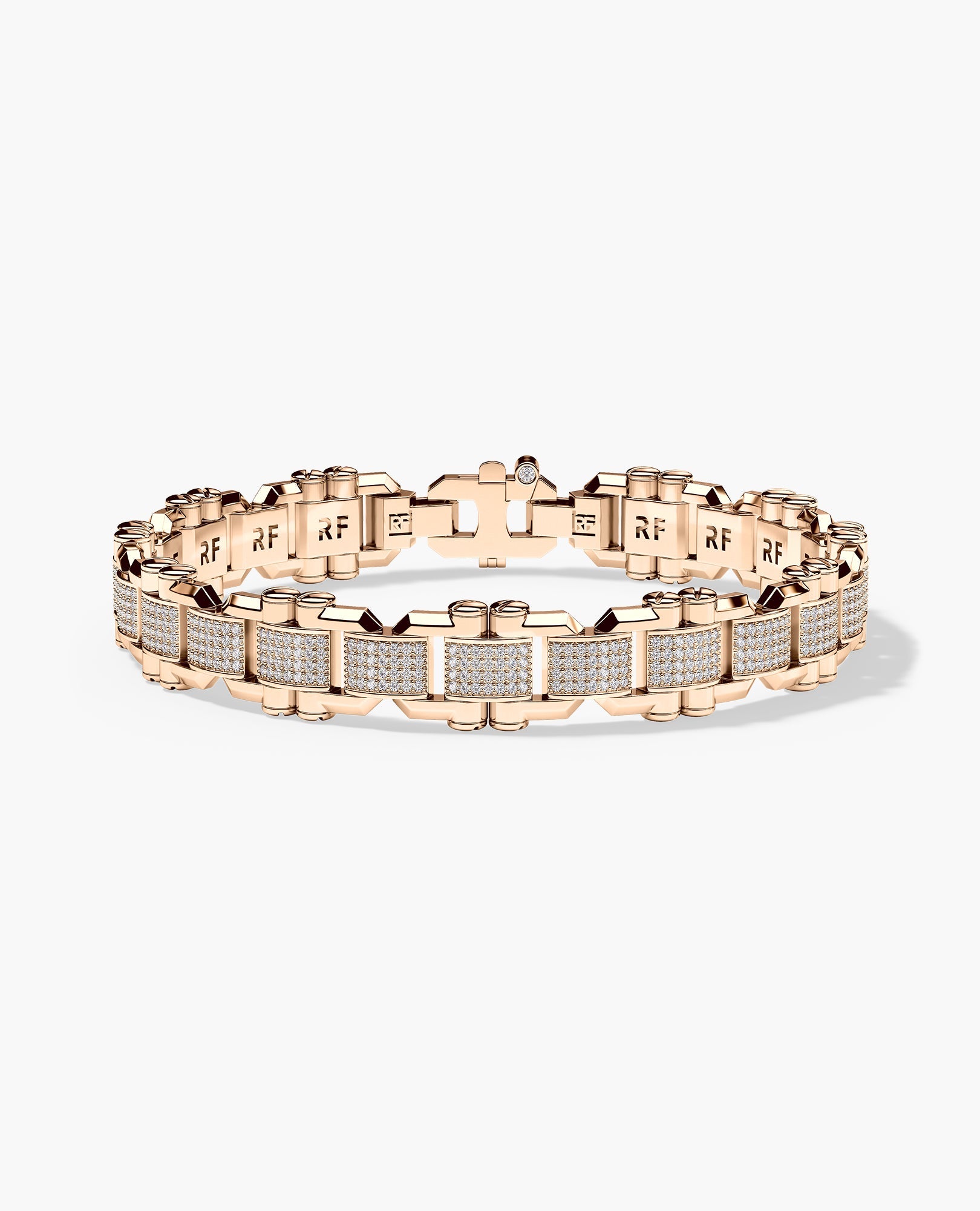 MOSS Flat-Link Gold Bracelet with Diamonds - 11 mm