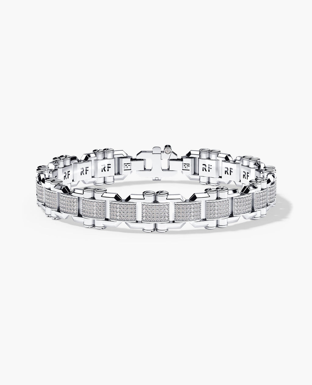 MOSS Flat-Link Gold Bracelet with Diamonds - 11 mm