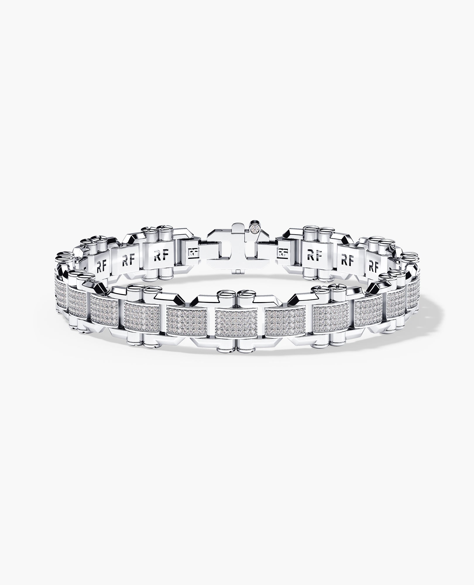 MOSS Flat-Link Gold Bracelet with Diamonds - 11 mm