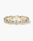 MOSS Flat-Link Gold Bracelet with Diamonds - 11 mm