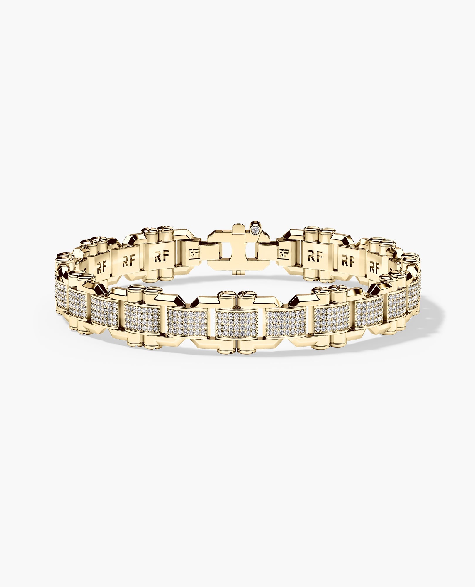 MOSS Flat-Link Gold Bracelet with Diamonds - 11 mm