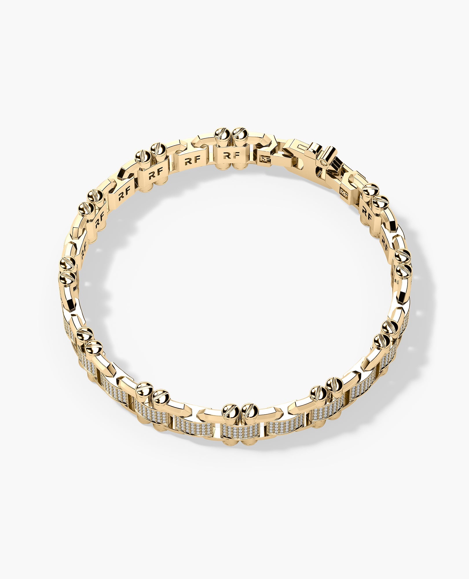 MOSS Flat-Link Gold Bracelet with Diamonds - 11 mm