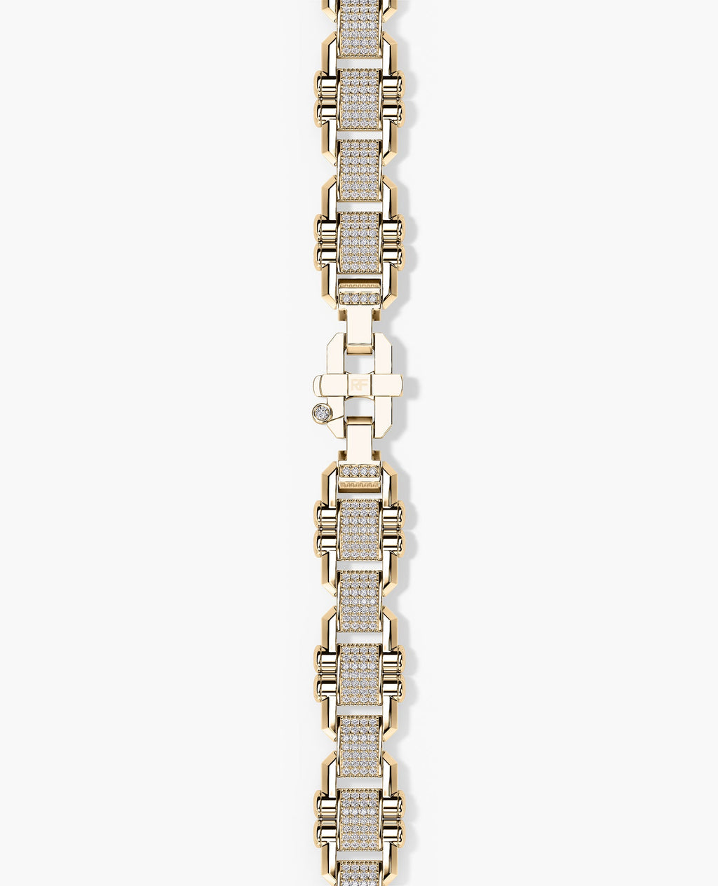 MOSS Flat-Link Gold Bracelet with Diamonds - 11 mm