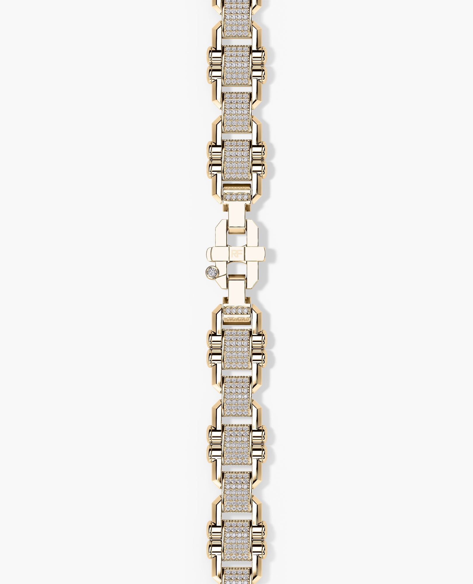 MOSS Flat-Link Gold Bracelet with Diamonds - 11 mm