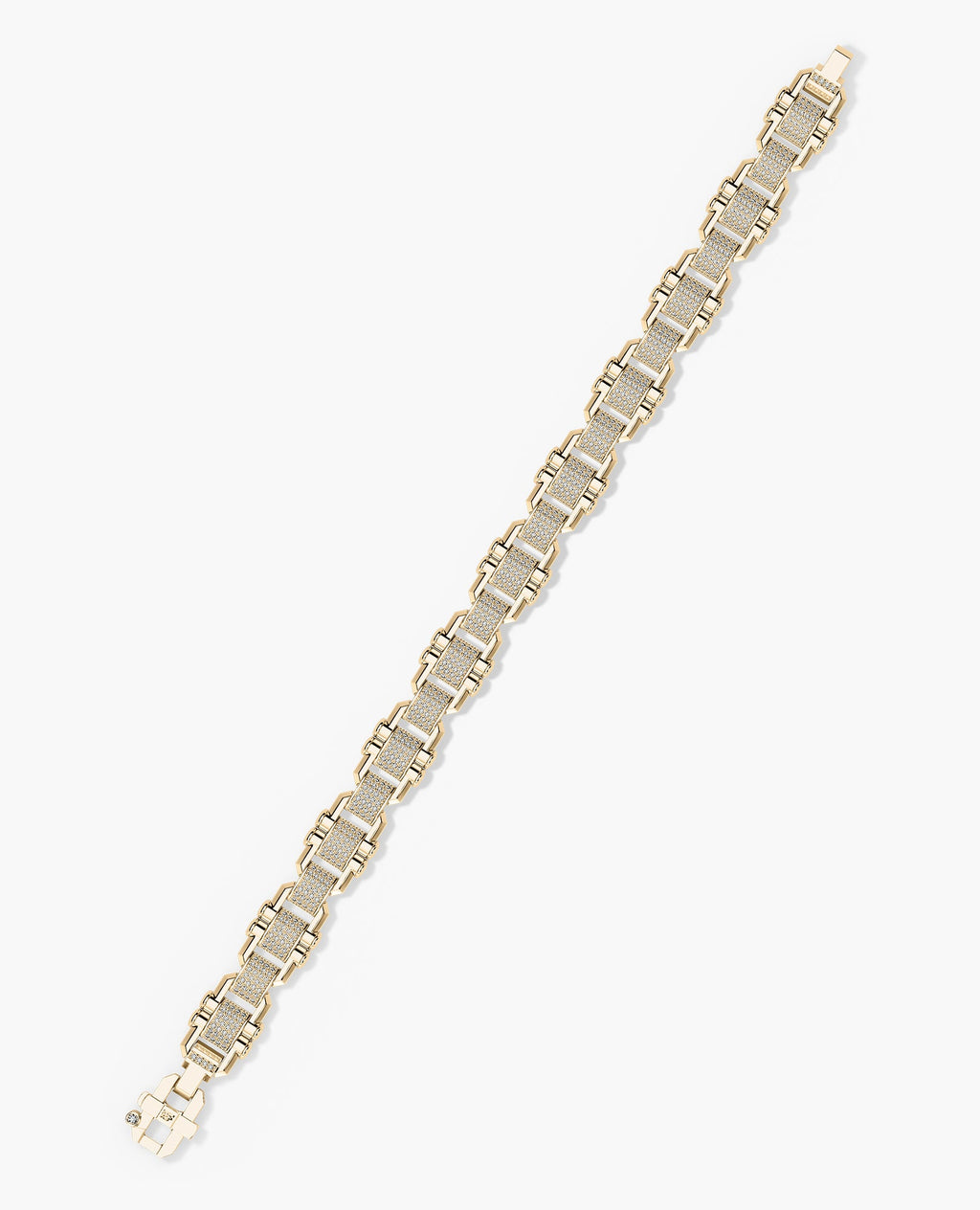MOSS Flat-Link Gold Bracelet with Diamonds - 11 mm