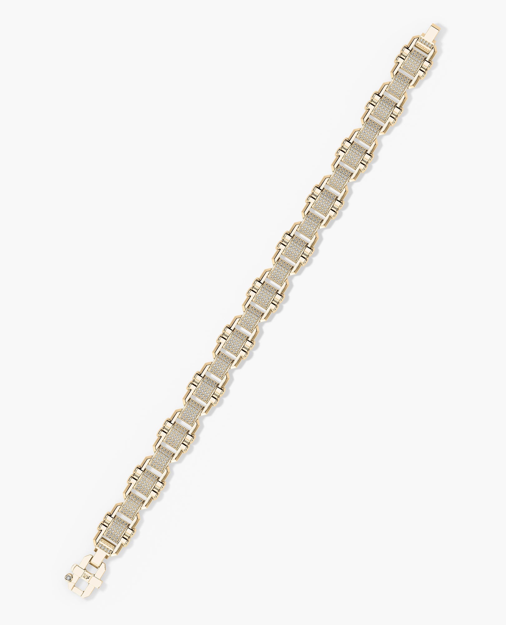MOSS Flat-Link Gold Bracelet with Diamonds - 11 mm