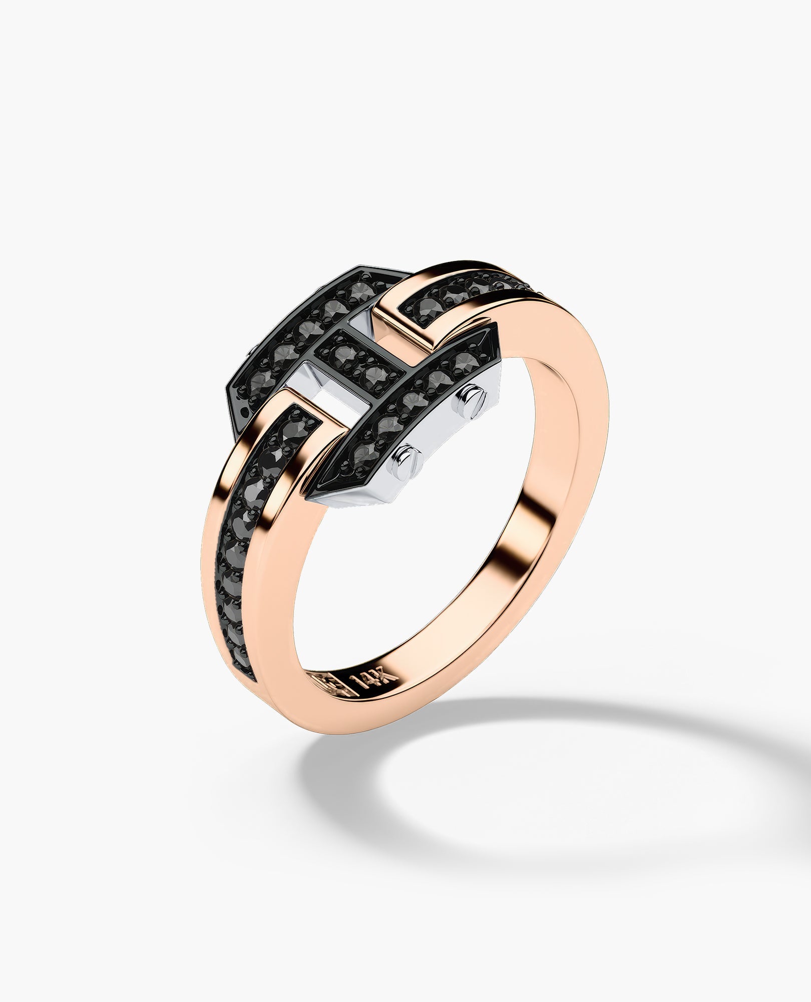 BRIGGS MINI Two-Tone Gold Ring with 0.30ct Black Diamonds