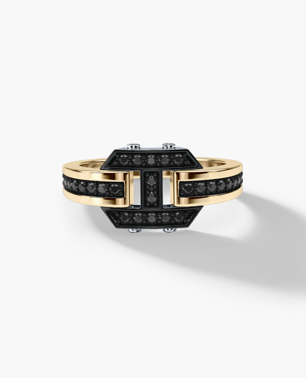 BRIGGS MINI Two-Tone Gold Ring with 0.30ct Black Diamonds