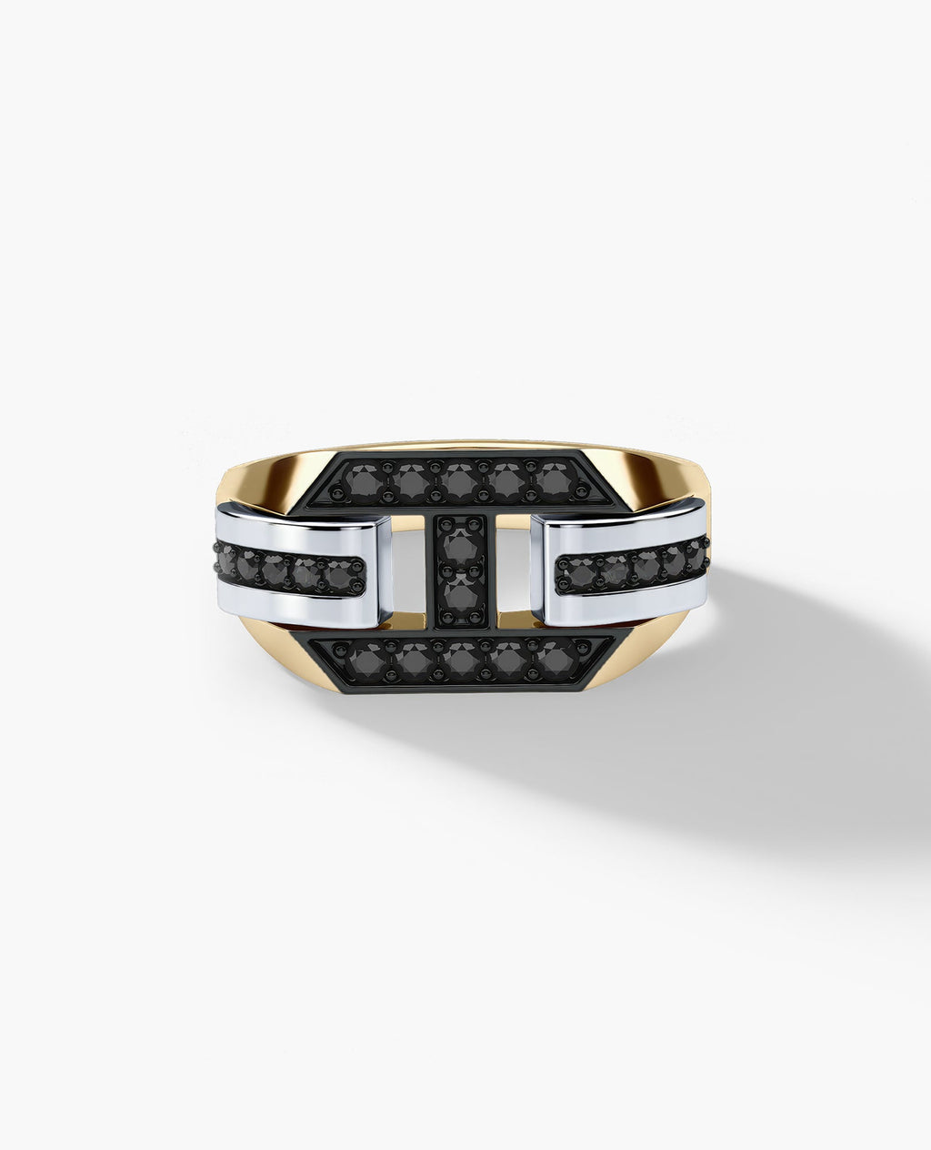 BRIGGS Gold Signet Ring with 0.35ct Black Diamonds
