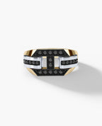 BRIGGS Gold Signet Ring with 0.35ct Black Diamonds