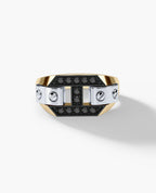 BRIGGS Gold Signet Ring with 0.25ct Black Diamonds