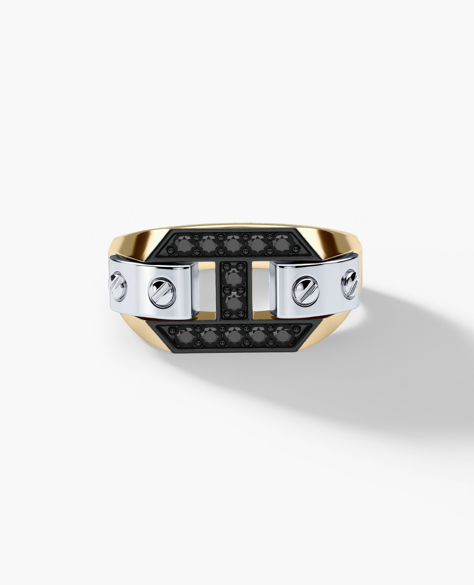 BRIGGS Gold Signet Ring with 0.25ct Black Diamonds