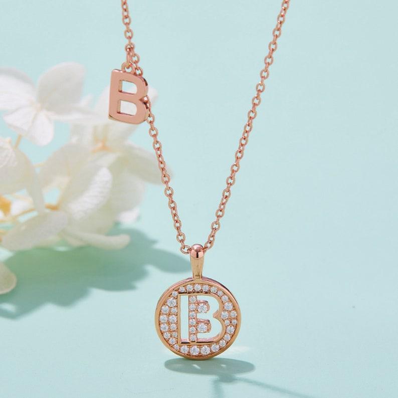 Personalized "B" latter diamond necklace