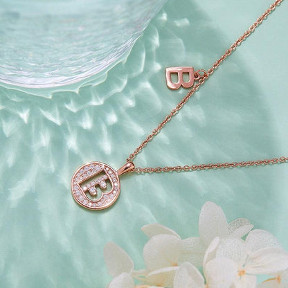 Personalized "B" latter diamond necklace