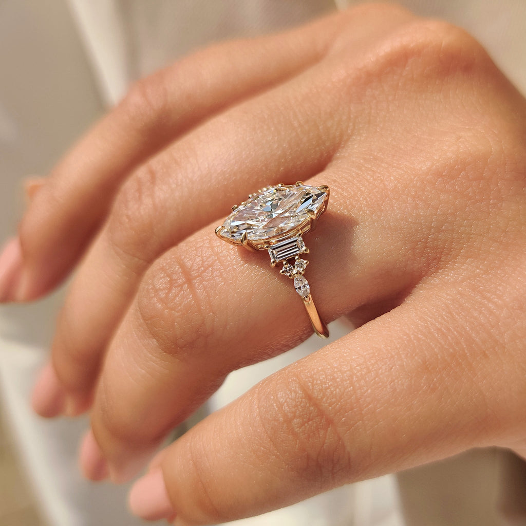 Marquise Cut Engagement Ring in Muse Setting