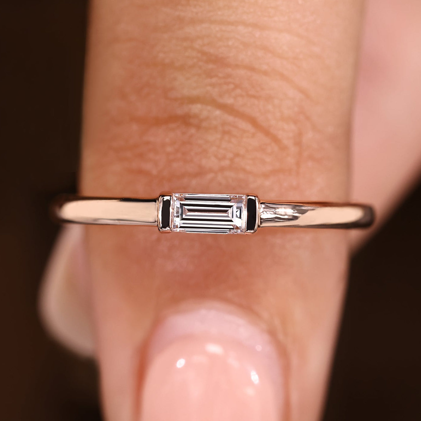 Half Bezel Baguette Wedding Band in Solitaire Style Main image