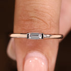 Half Bezel Baguette Wedding Band in Solitaire Style