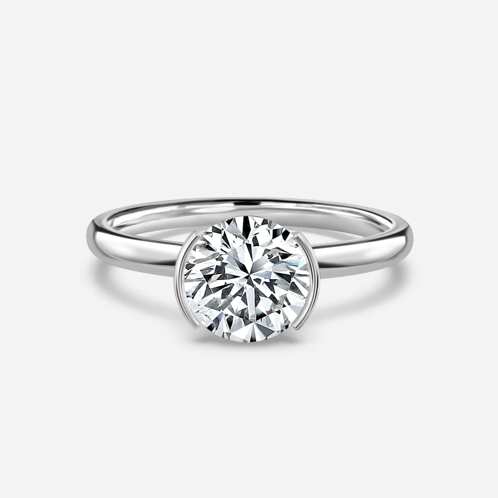 1.30 CT Round Cut Moissanite Bezel Engagement Ring