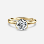 1.20 CT -3.0 CT Round Moissanite Half Bezel Engagement Ring