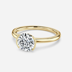 1.20 CT -3.0 CT Round Moissanite Half Bezel Engagement Ring