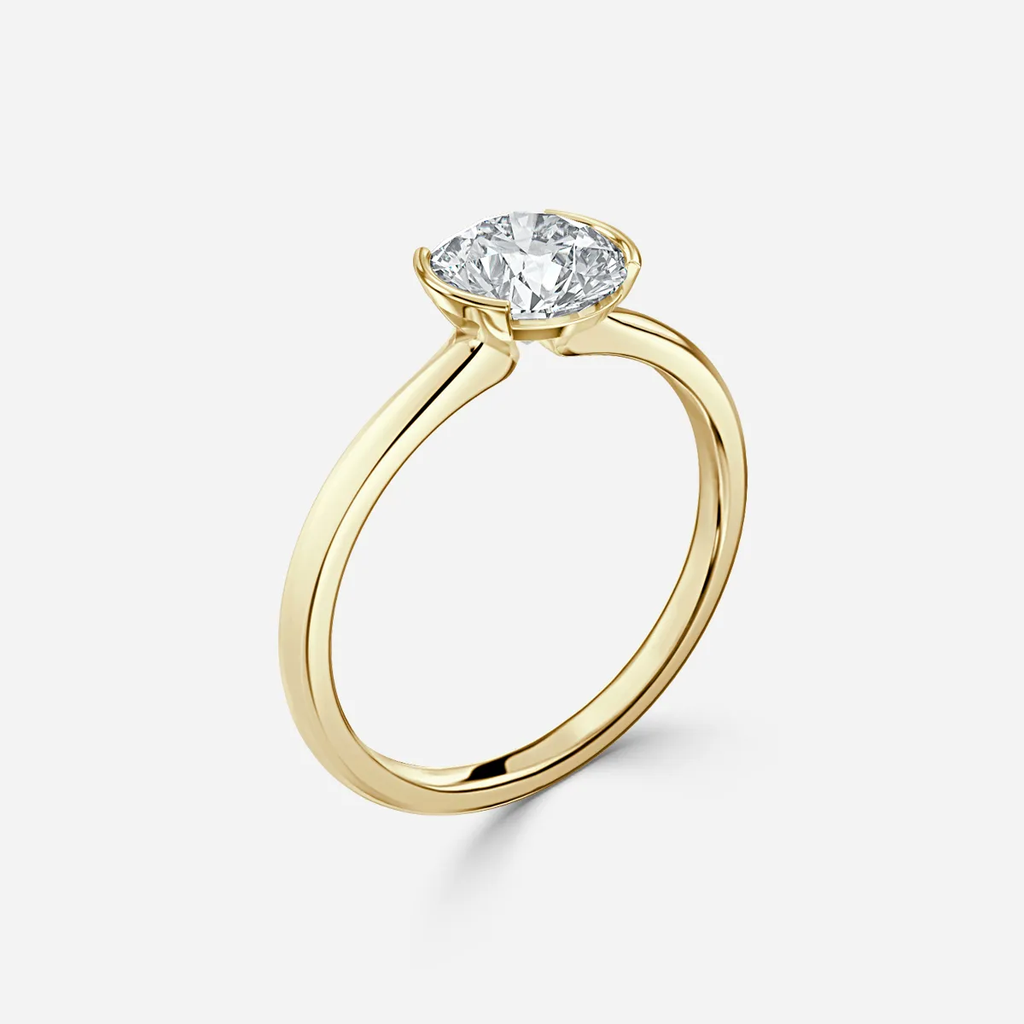 1.20 CT -3.0 CT Round Moissanite Half Bezel Engagement Ring