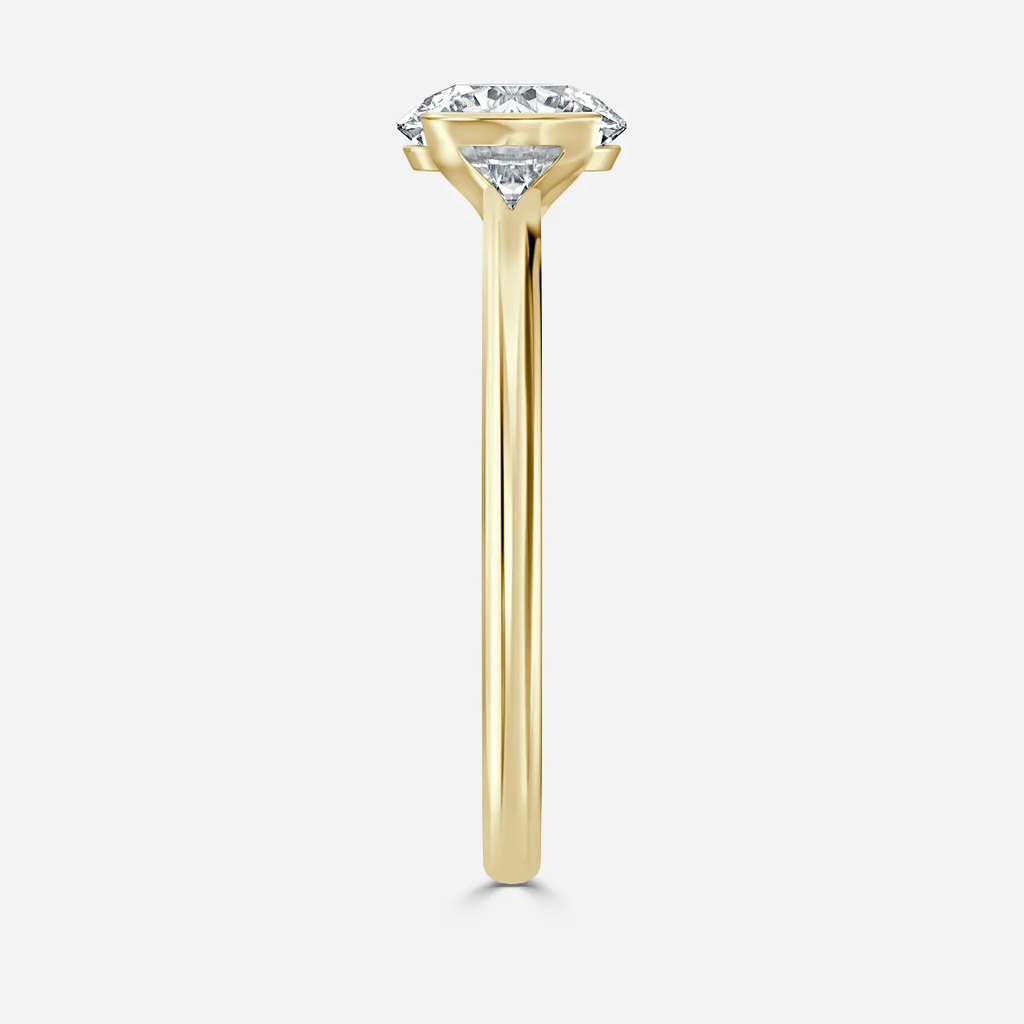 1.20 CT -3.0 CT Round Moissanite Half Bezel Engagement Ring