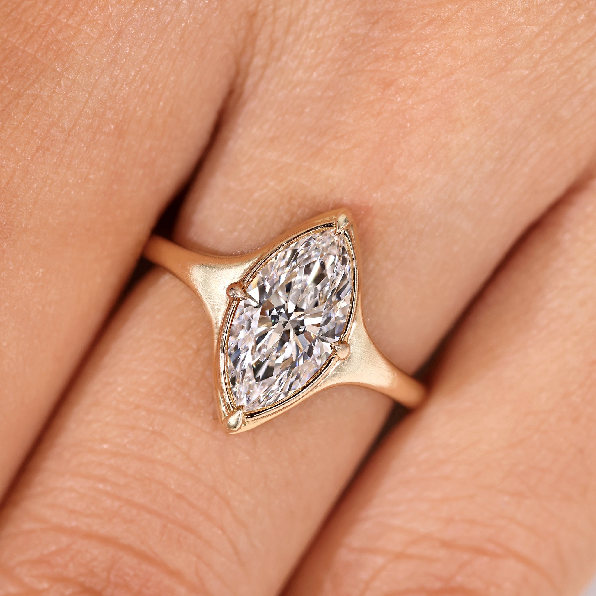 Marquise Cut Diamond Engagement Ring in Bezel Setting Secondary image