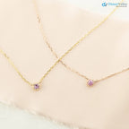 Birthstone Gemstone Necklace, 14k yellow gold 1st Birthday, Push Gift, DisneyValley