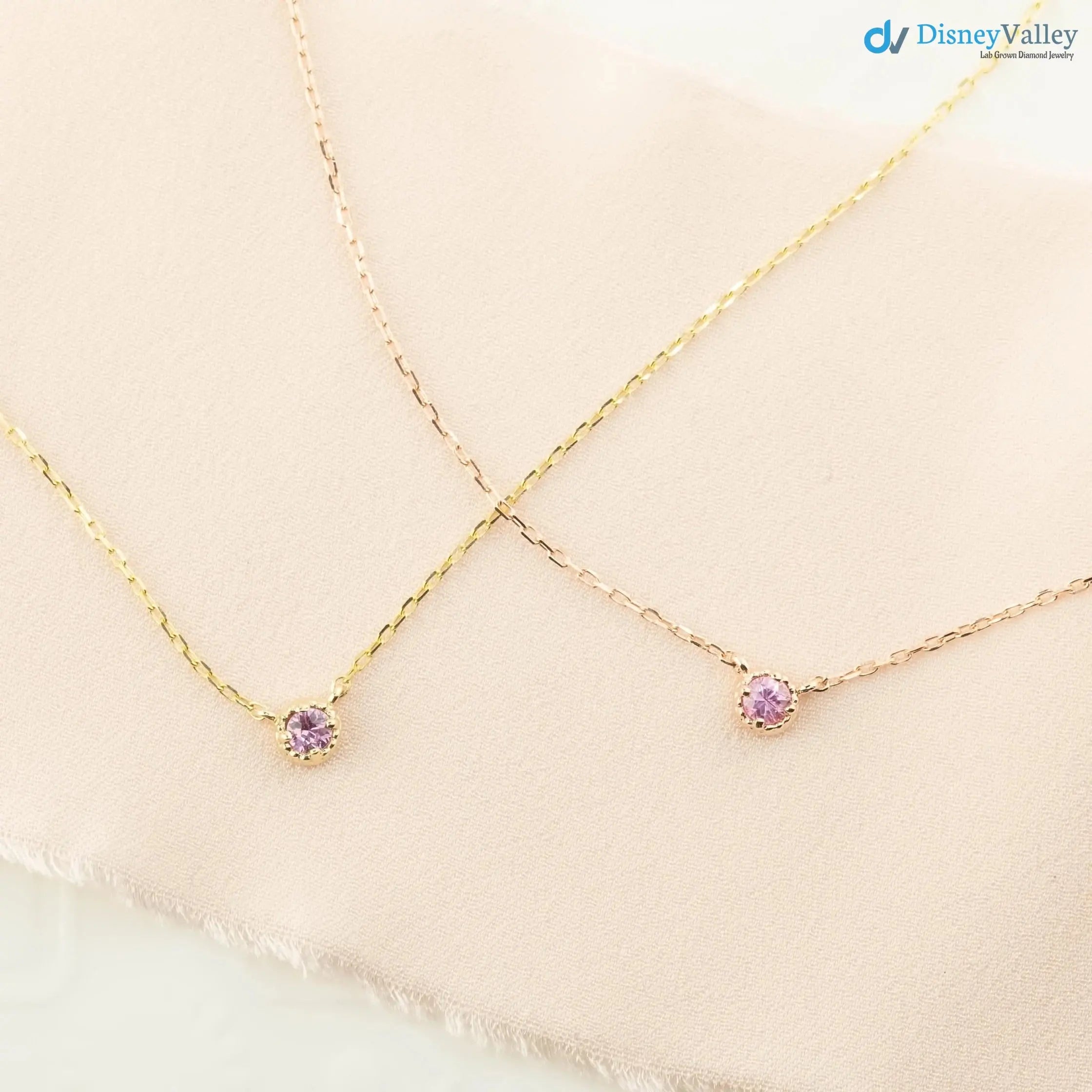 Birthstone Gemstone Necklace, 14k yellow gold 1st Birthday, Push Gift, DisneyValley