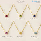 Birthstone Gemstone Necklace, 14k yellow gold 1st Birthday, Push Gift, DisneyValley
