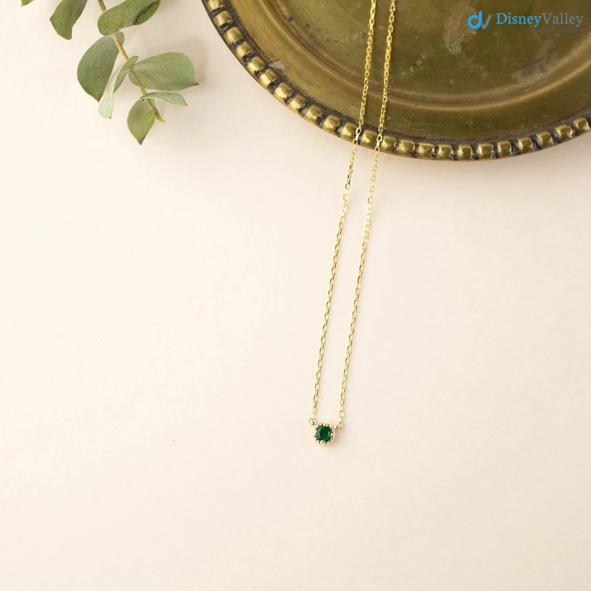 Birthstone Gemstone Necklace, 14k yellow gold 1st Birthday, Push Gift, DisneyValley