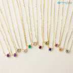 Birthstone Gemstone Necklace, 14k yellow gold 1st Birthday, Push Gift, DisneyValley