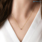 Birthstone Gemstone Necklace, 14k yellow gold 1st Birthday, Push Gift, DisneyValley